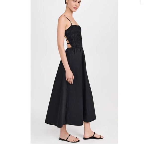 Solid & Striped The Delta Black Cotton Poplin Midi Dress Size Small - Picture 9 of 10